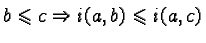 $b \leqslant c \Rightarrow i(a,b) \leqslant i(a,c)$