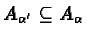 $A_{\alpha^\prime } \subseteq A_\alpha$