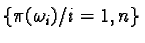 $\{ \pi(\omega_i) / i = 1,n \}$