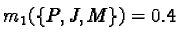 $m_1(\{P, J, M\})= 0.4$